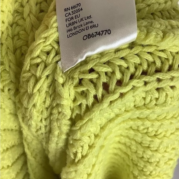 Free People Sz S Swim Too Deep Oversized Sweater Neon Green Cotton Acrylic - Picture 8 of 8